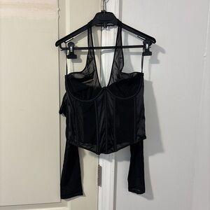 Zara Black Mesh Corset Top